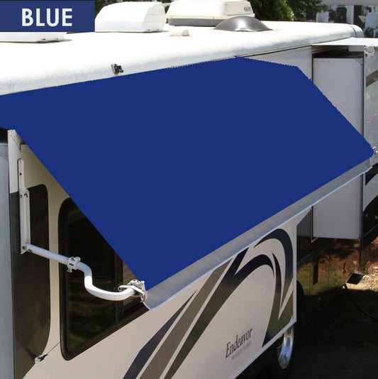 Photo of blue replacement fabric for a Carefree Of Colorado Omega Vinyl Awning With Valance by Tough Top Awnings